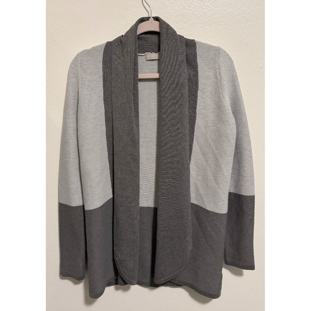 Evolution by Cyrus Soft Gray Color Blocked Cardigan Sweater Small